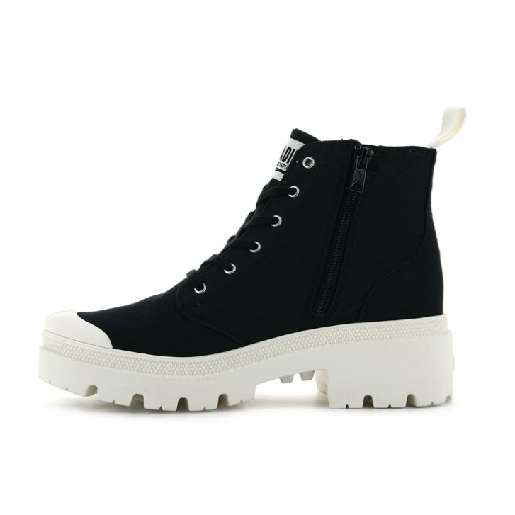 Palladium Pallabase Twill Women's Boots Black | UK V507-TYS